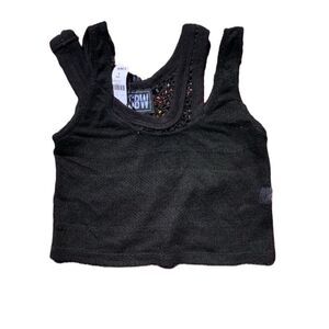 BSBW Black Meshed Crop Top Small